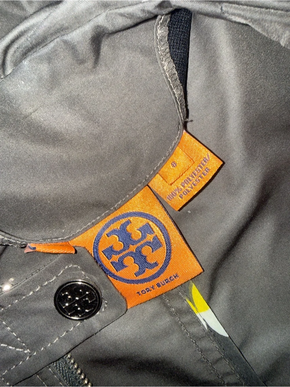 Tory Burch Rare Gray Hooded Rain Jacket - size 8